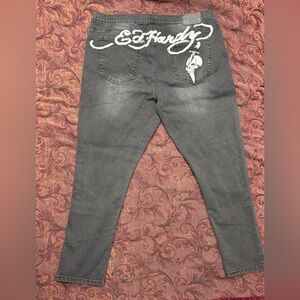Y2K Ed Hardy Skull Patch Jeans